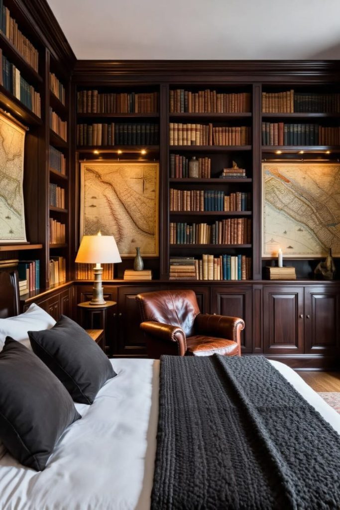 Forgotten Archive Bedroom with Aged Books