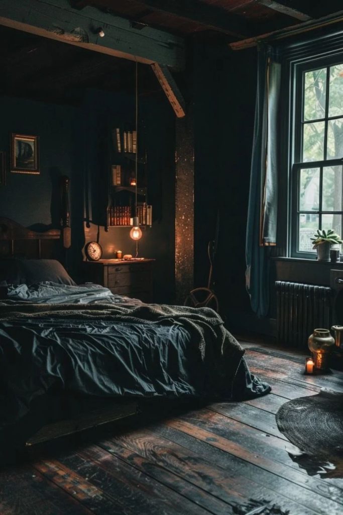 Gothic Study Bedroom with Dark Furnishings