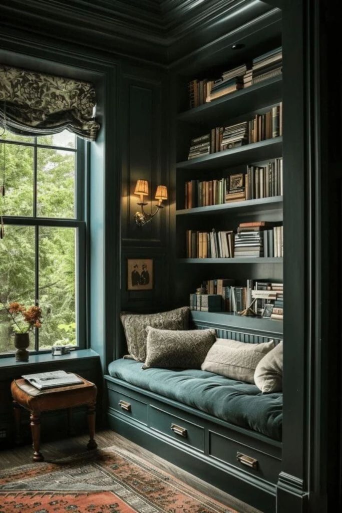 Library Window Bedroom with Reading Bench