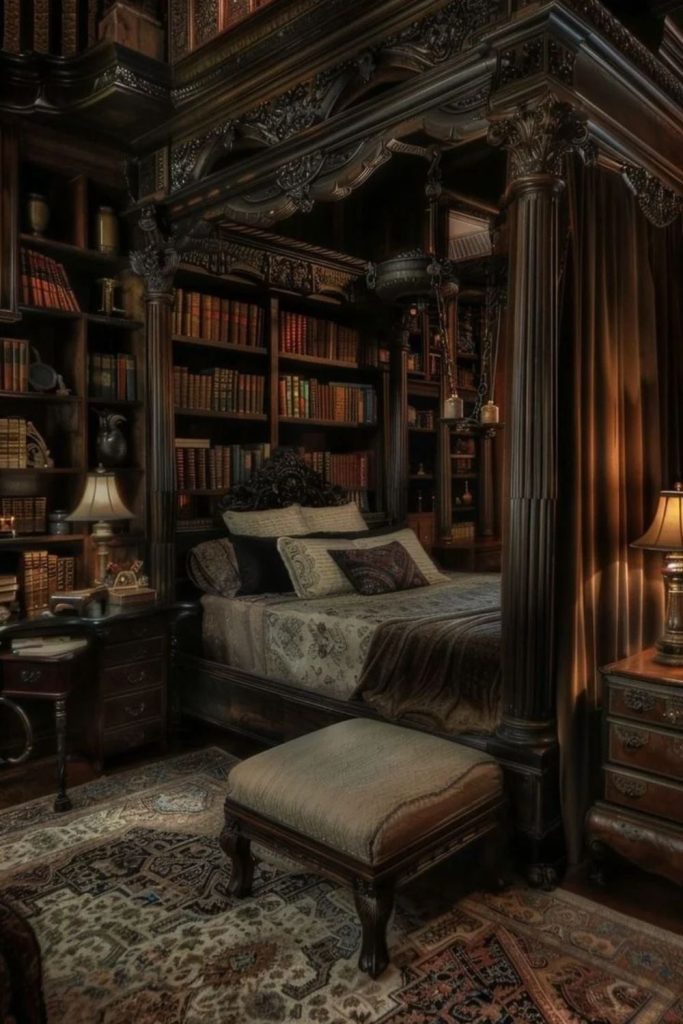 Scholarly Manor Retreat with Walnut Furniture