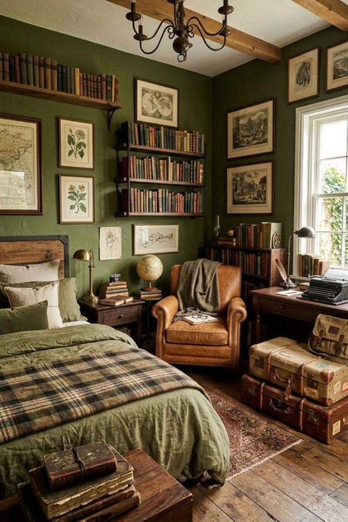 Scholar’s Greenhouse Bedroom with Botanical Accents