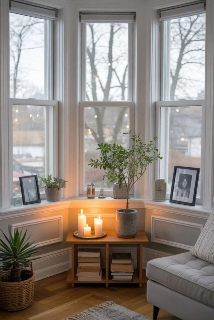 Urban apartment bay window seating.