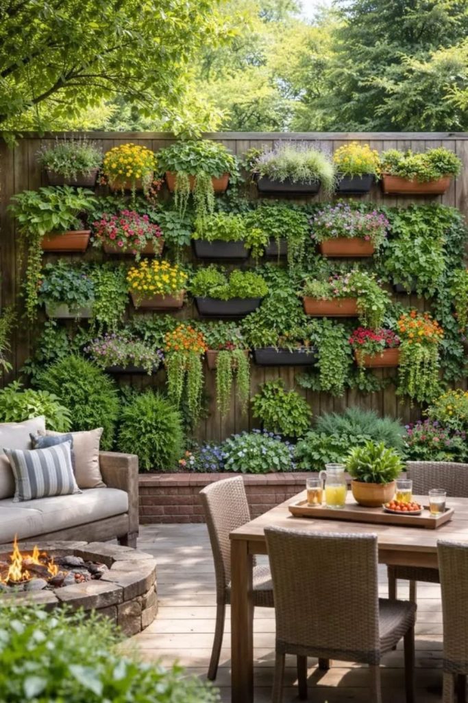 Vertical courtyard garden covered in greenery.