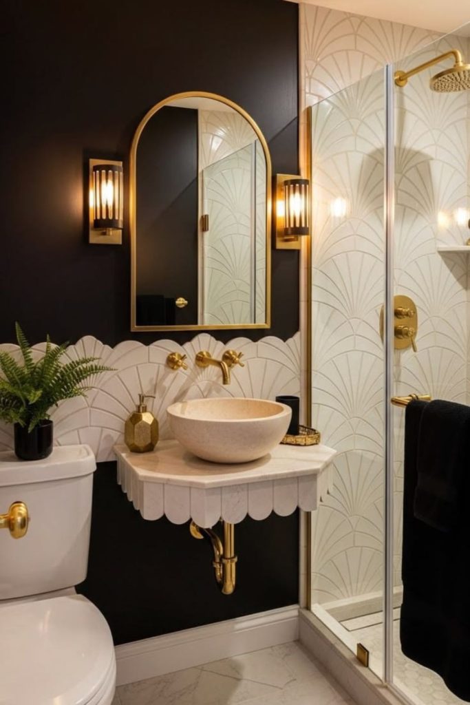Vintage Parisian powder room decor.