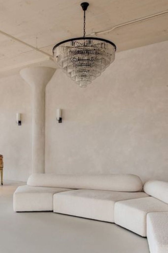 Vintage vanilla plaster limewash wall.