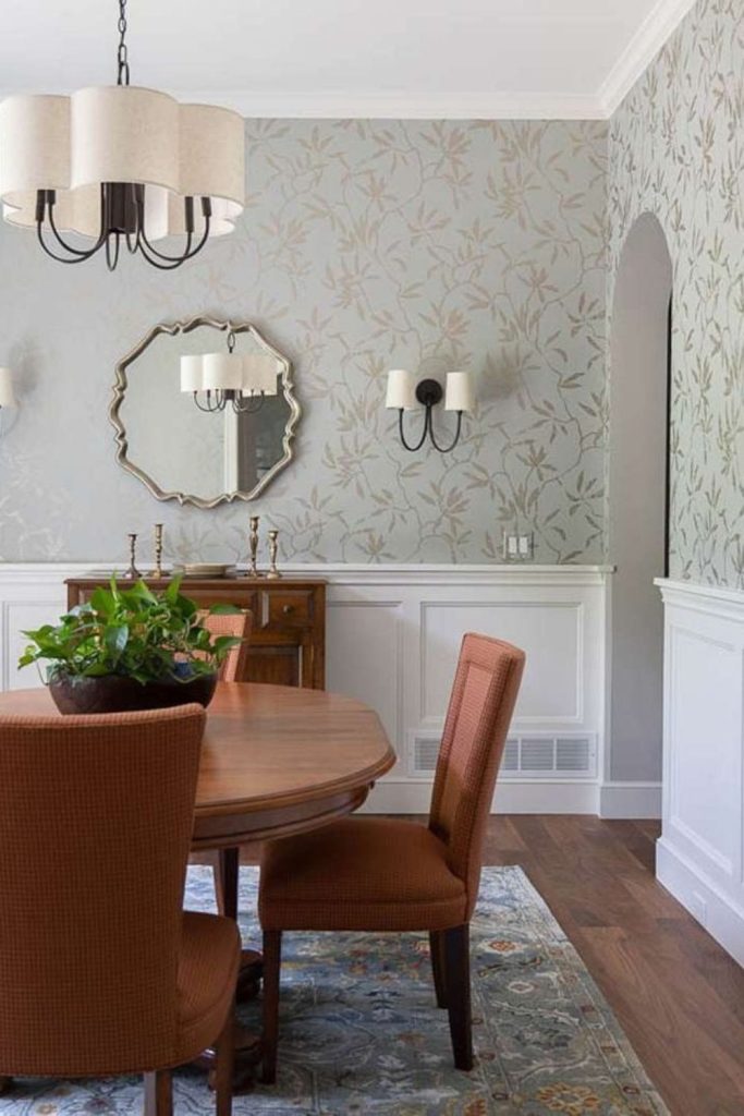 Wallpaper and wainscoting fusion wall