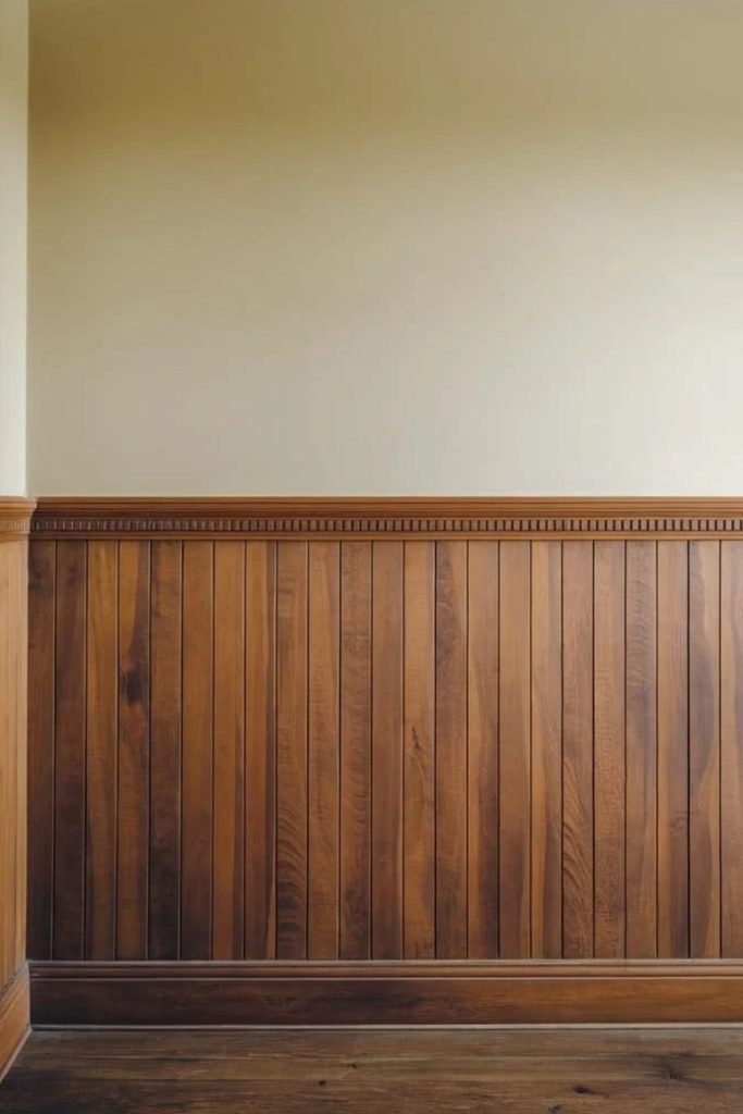 Warm oak wood wainscoting design