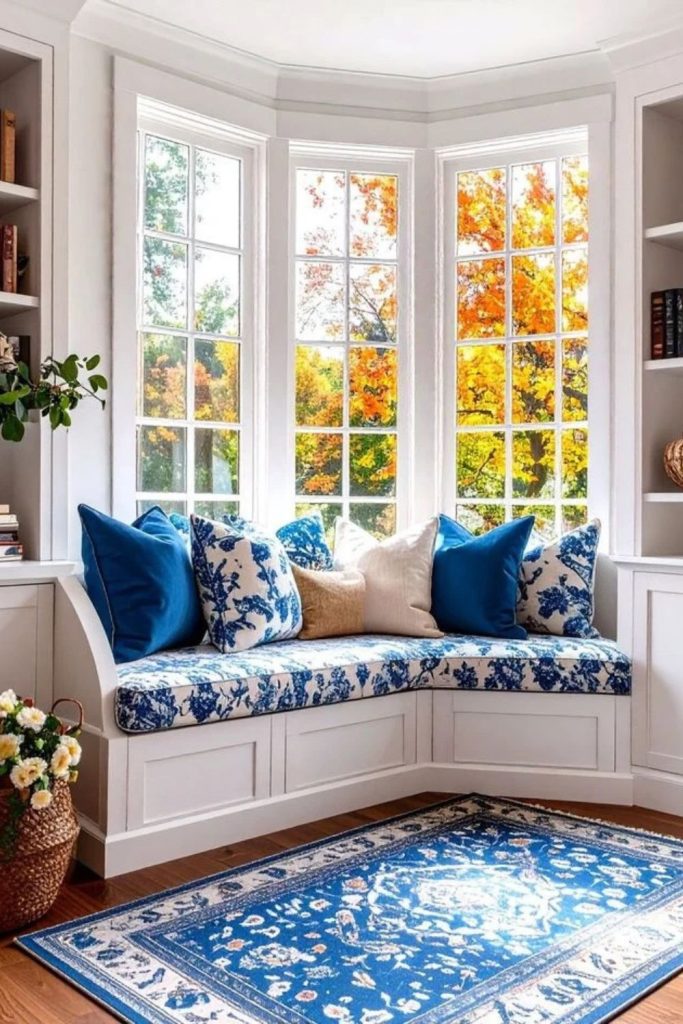 Bay window seat with storage.