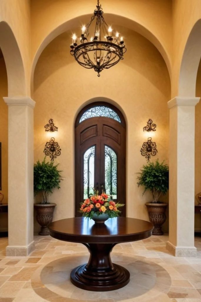 Arched alcove entrance with sculptural depth.