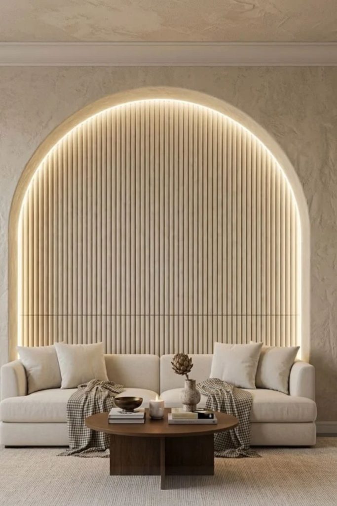 Arched fluted feature wall design