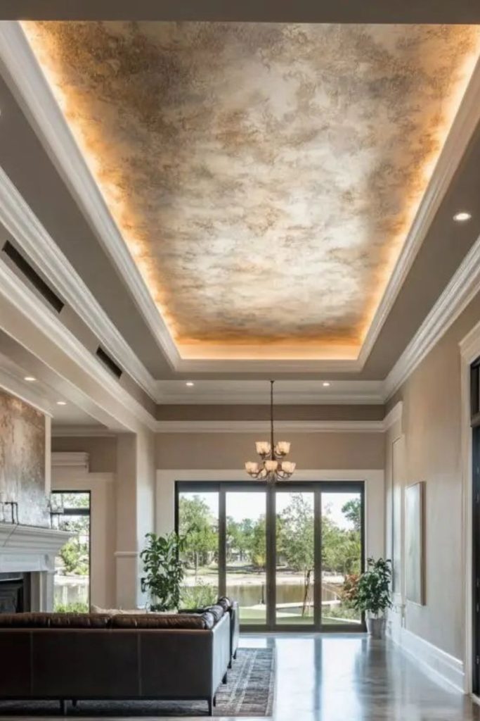 Modern architectural concrete ceiling plane.
