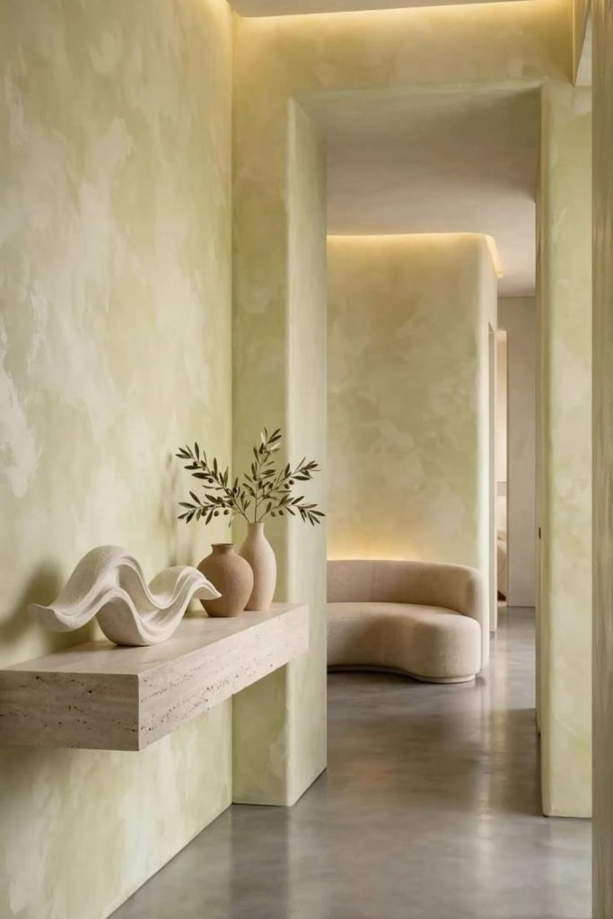 Arctic limestone glow plaster wall
