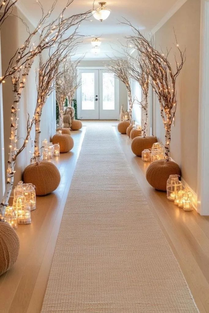 Boho Christmas Hallway with Natural Textures