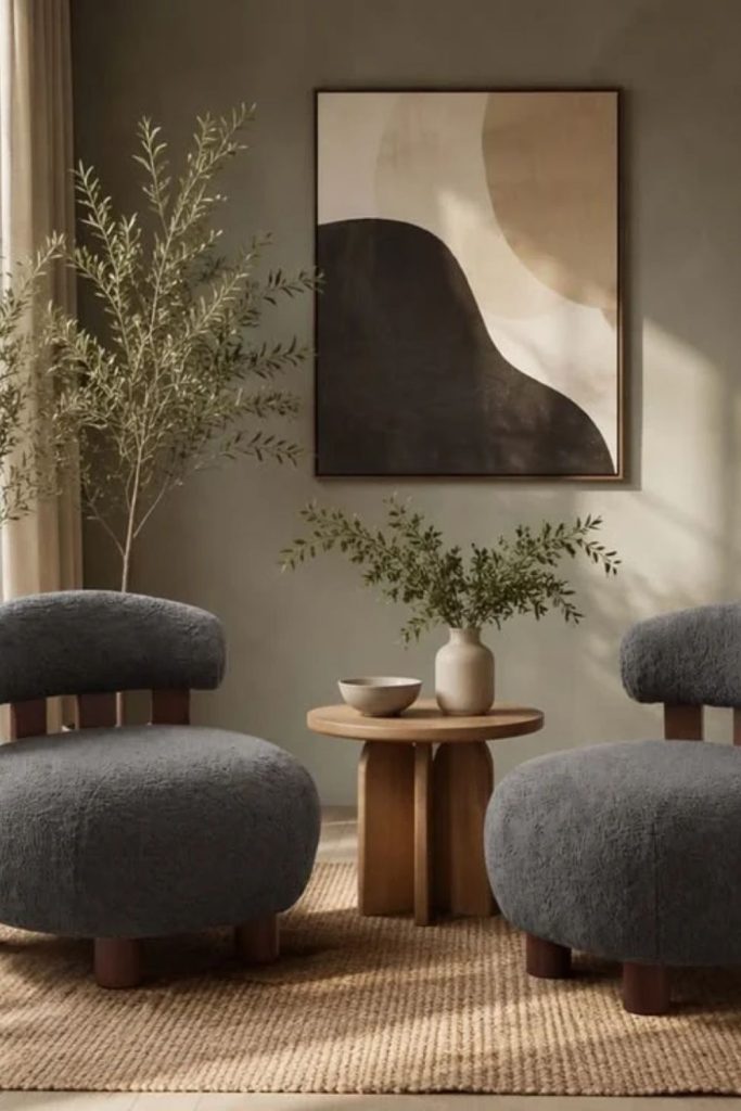 Charcoal Gray Bouclé Accent Chair Design