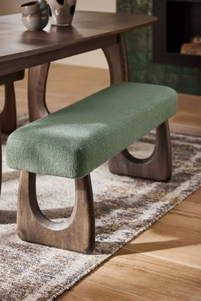 Bouclé Dining Bench with Upholstered Seating