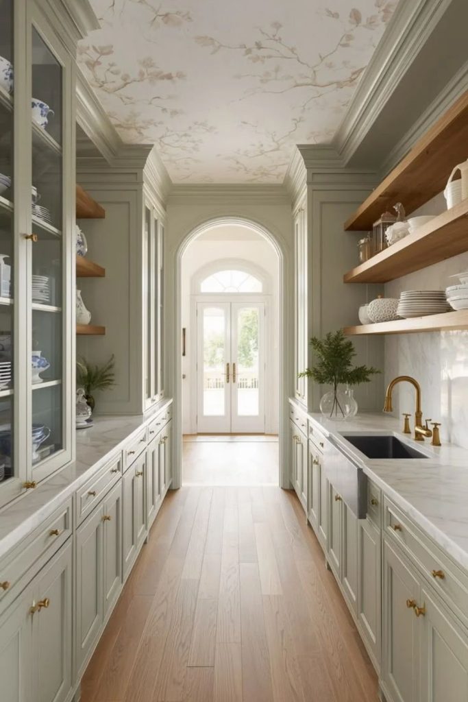Floor-to-ceiling pantry cabinets maximizing storage space.