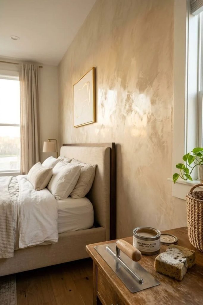 Champagne limestone sheen plaster wall