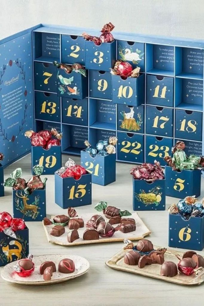 Chocolate lover's Christmas advent calendar treats.