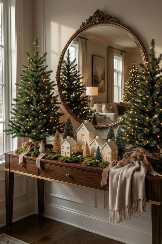 Miniature Christmas Village Hallway Display Ideas
