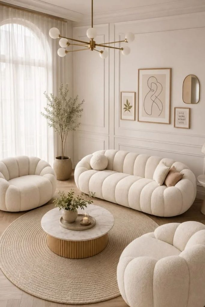Cloud Nine Bouclé Sofa with Rounded Cushions