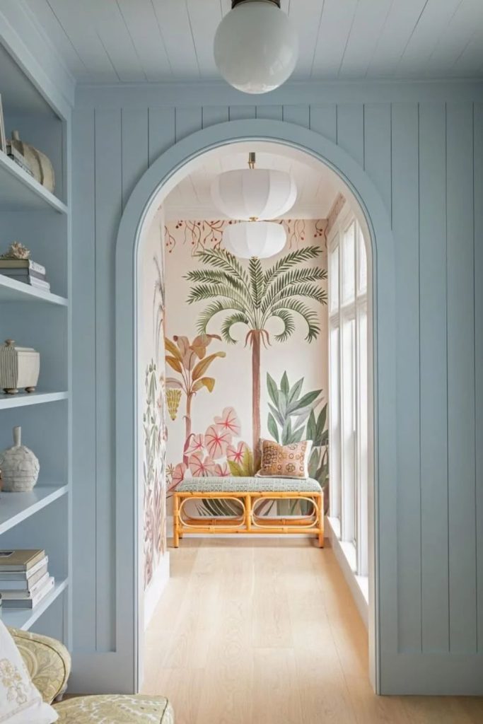 Coastal blue arch with breezy style.