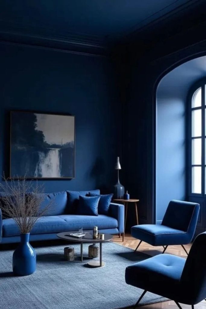 Cobalt blue vibrant colour drenched studio.