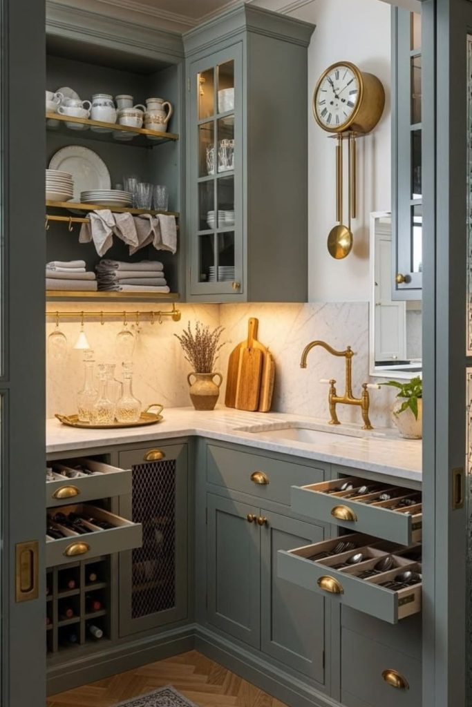 Compact pantry with smart space-saving storage.