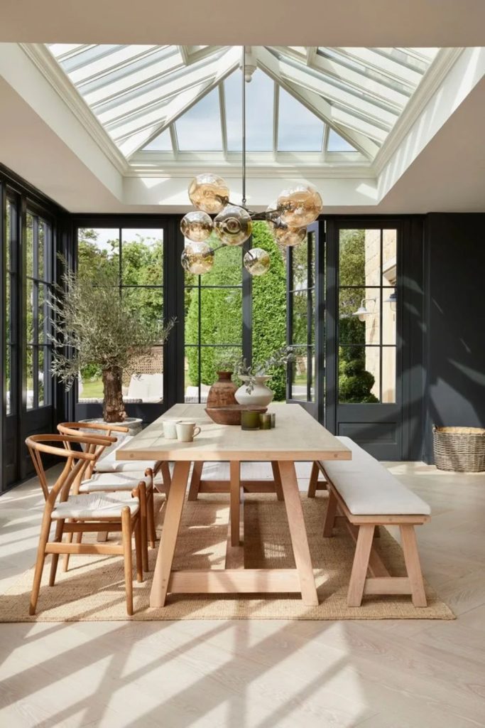 Contemporary Dining Orangery with Garden Views.