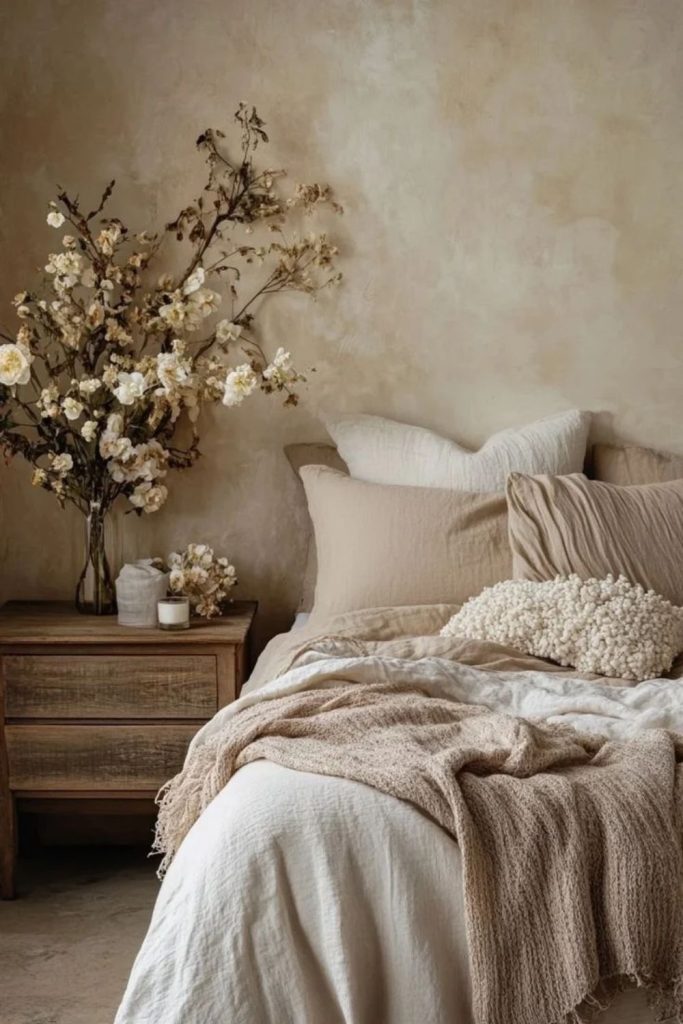 Creamy limestone veil plaster wall