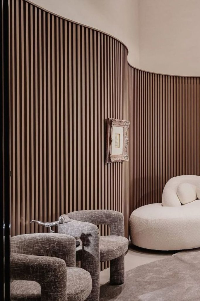 Curved fluted architectural alcove wall