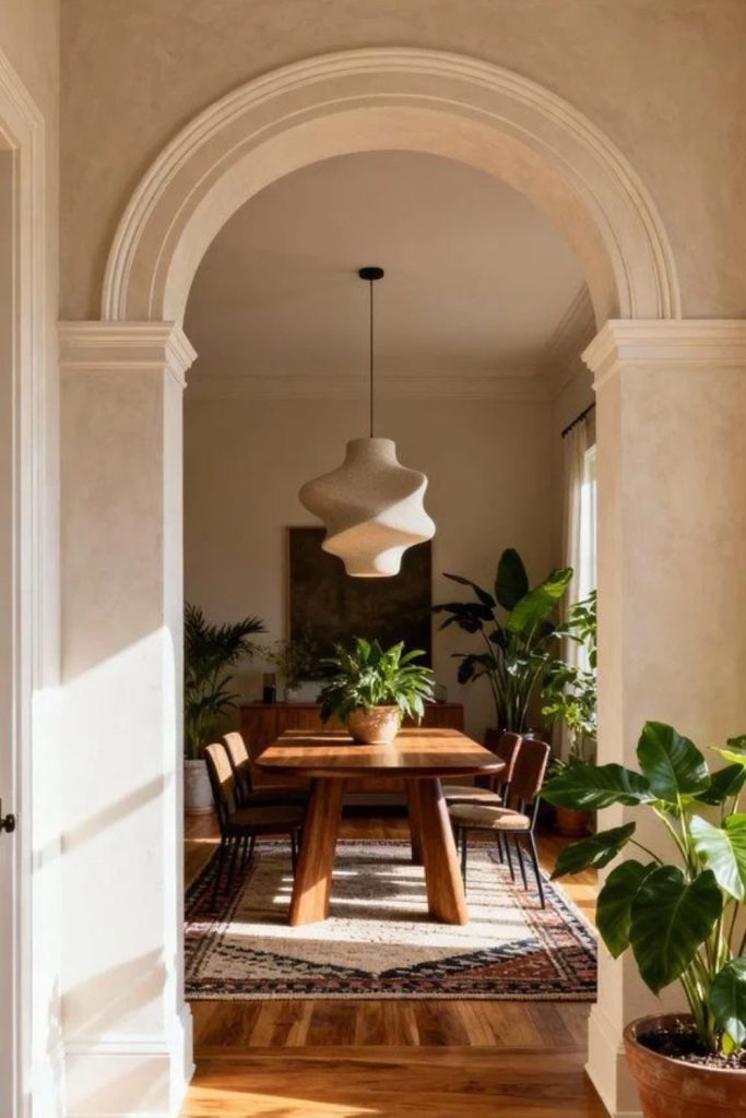 Desert-inspired archway with earthy textures.