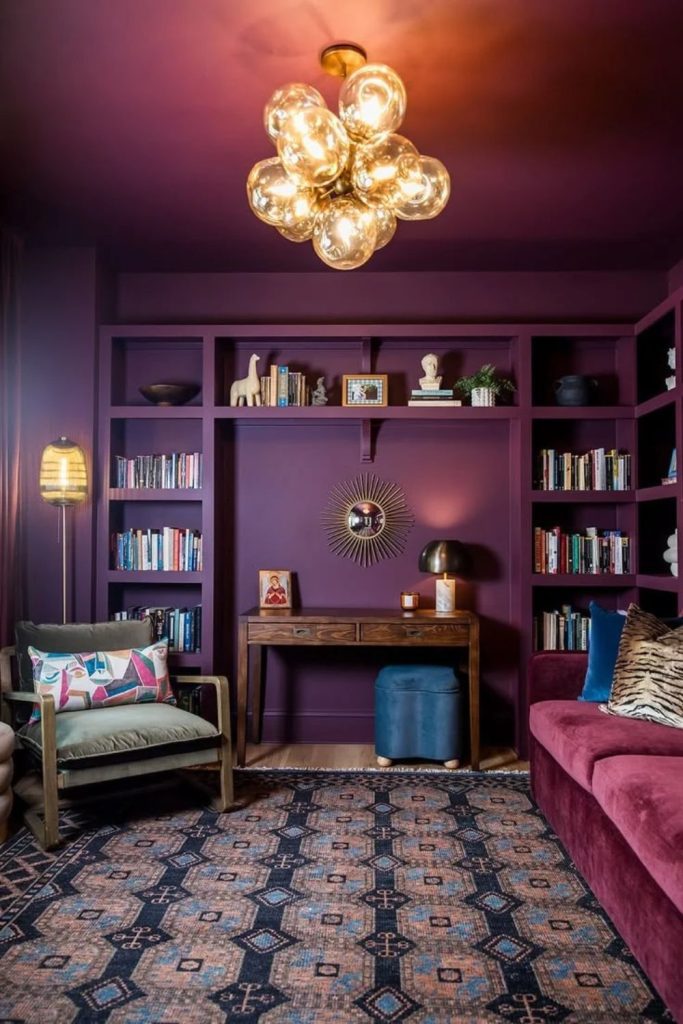 Electric violet bold colour drenched studio.
