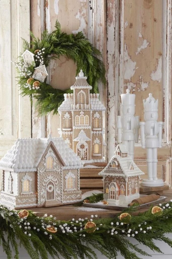 Elegant White Christmas Gingerbread House