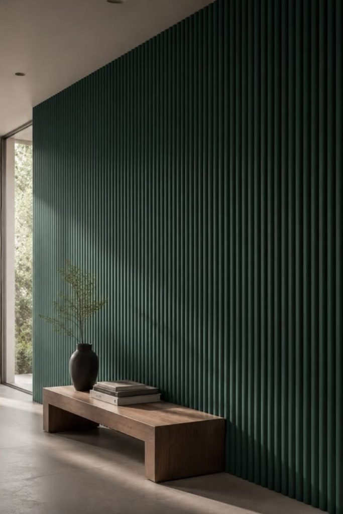 Emerald green fluted jewel wall