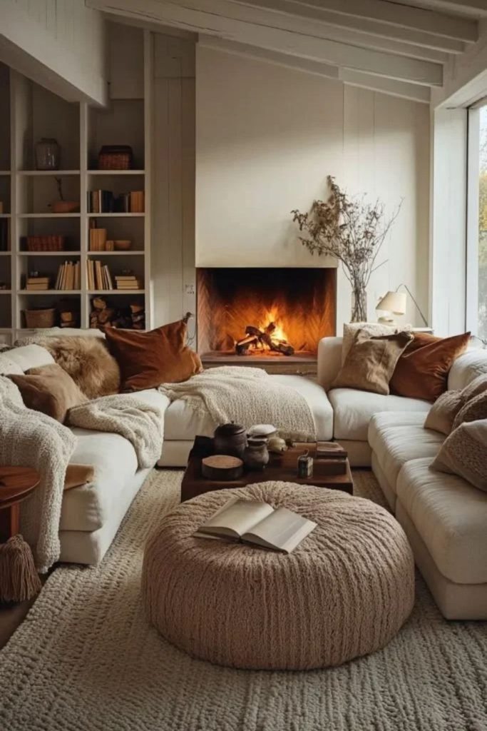 Family-friendly hygge living room with comfortable seating.