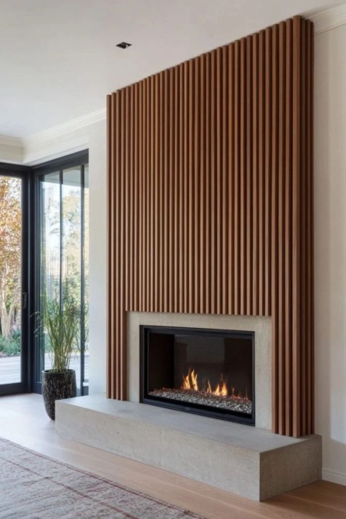 Fluted fireplace feature wall design