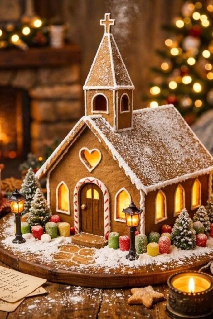 Traditional Gingerbread Christmas Church Design