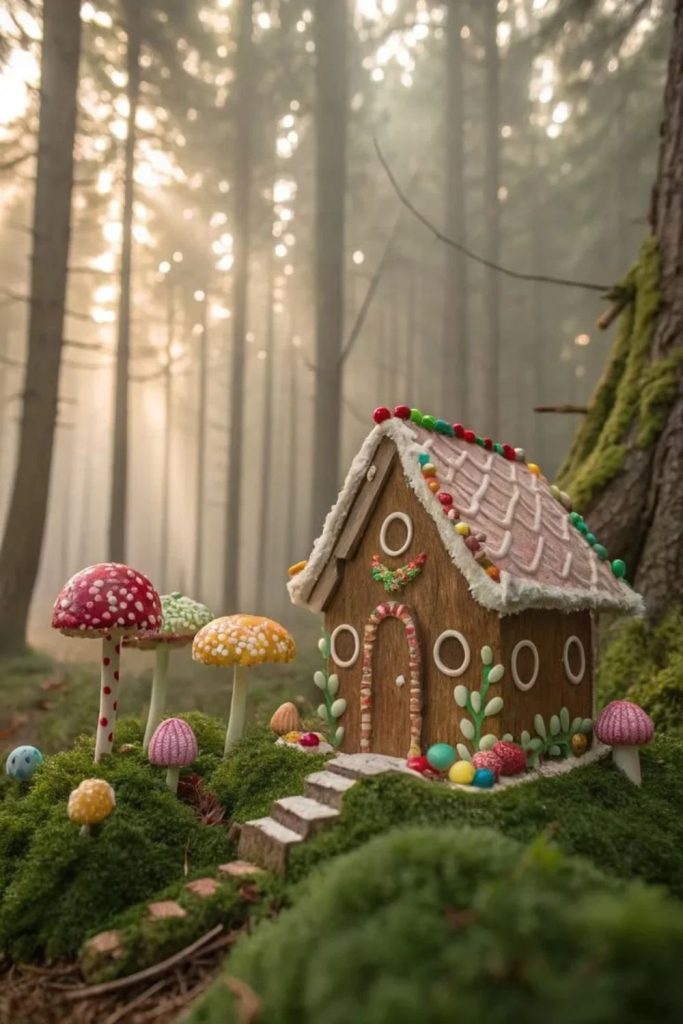Colorful Gingerbread Cottage Candy Garden