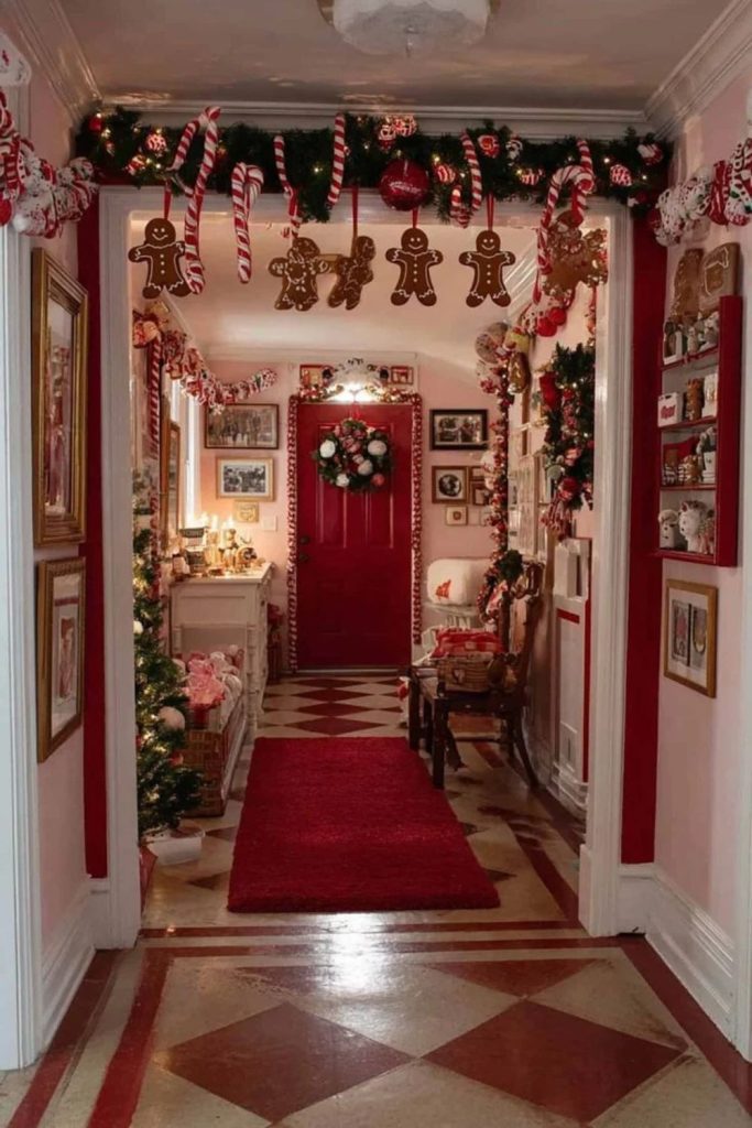 Gingerbread House Christmas Hallway Decoration Ideas
