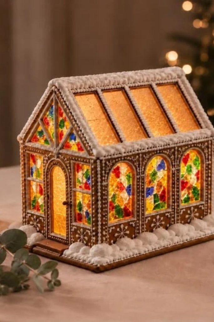 Colorful Stained Glass Gingerbread House Windows