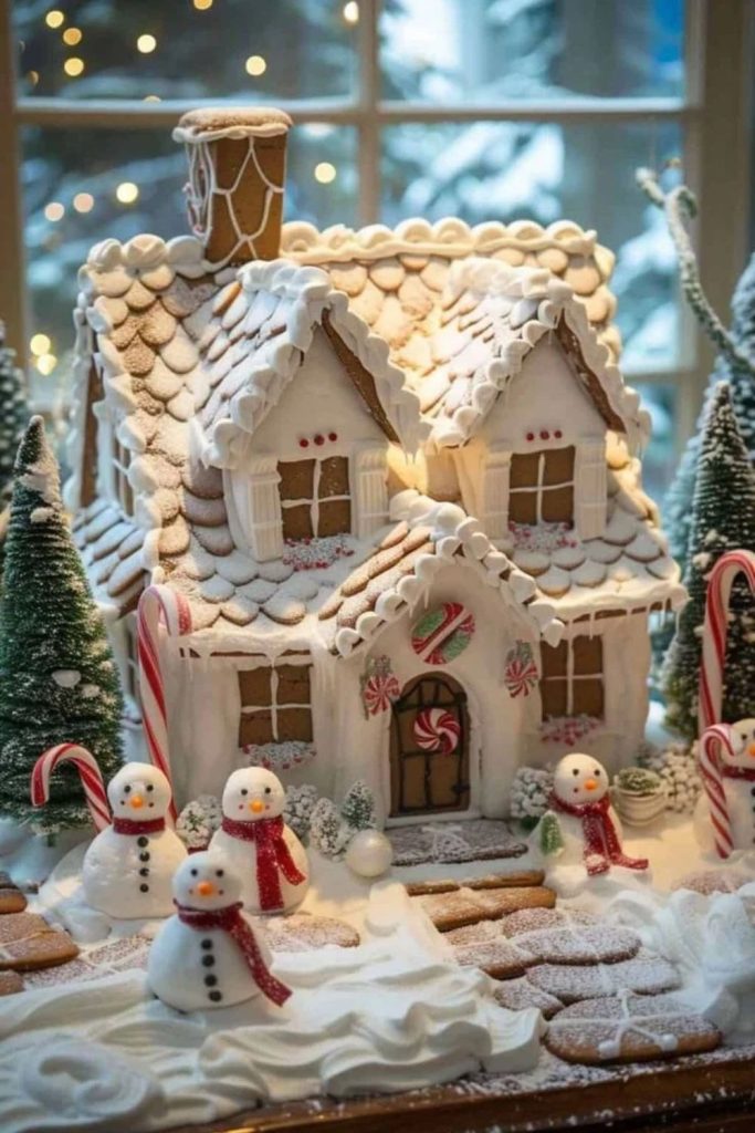 Magical Snowy Gingerbread Village Display