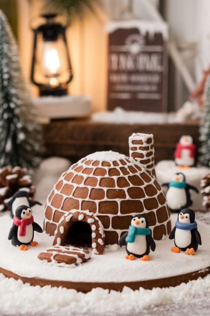 Snowy Marshmallow Igloo Gingerbread House