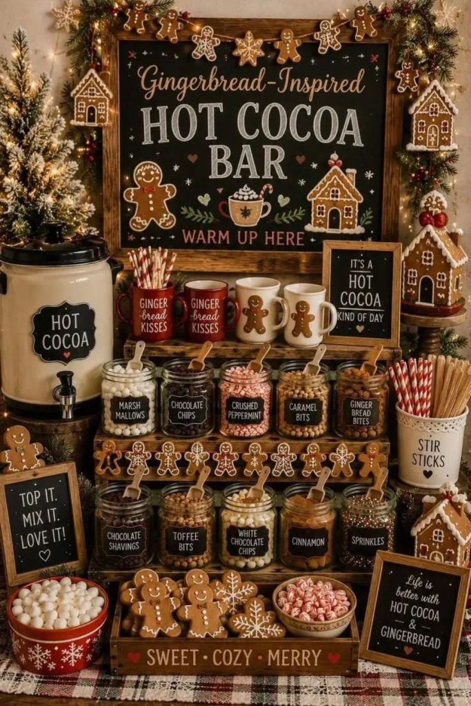 Gingerbread Village Hot Chocolate Bar Ideas