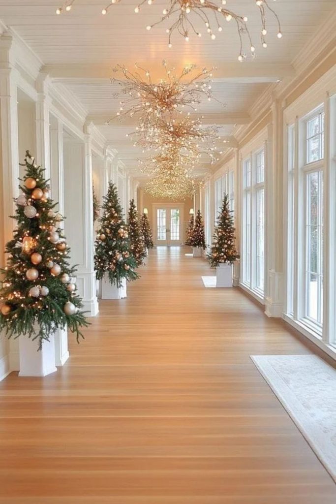 Golden Glow Elegant Christmas Hallway Decorations