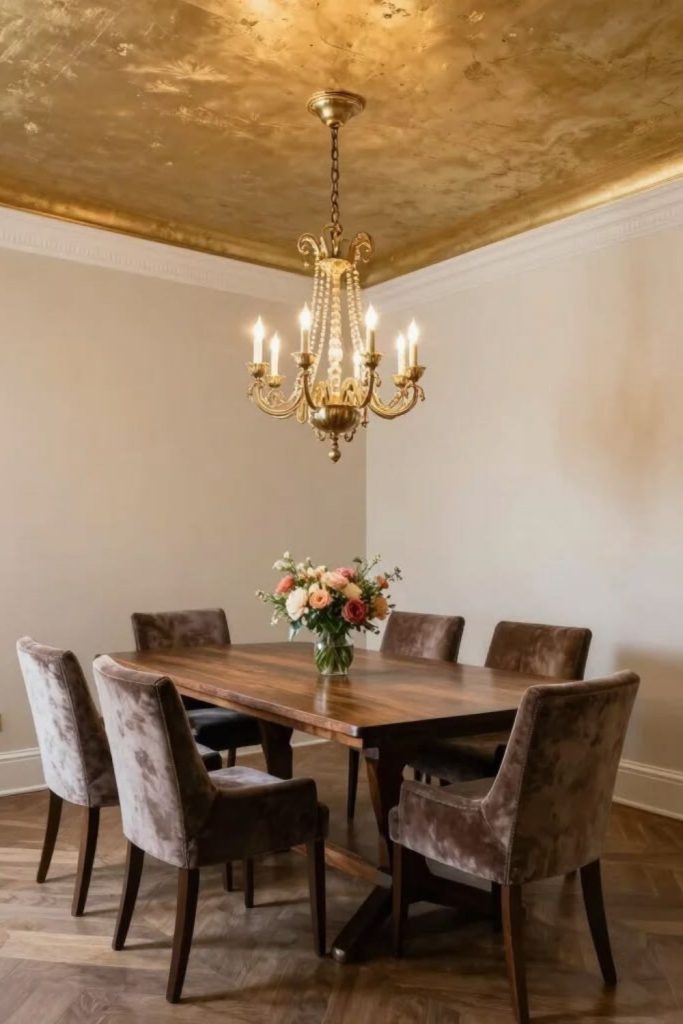 Golden leaf luxury statement ceiling.