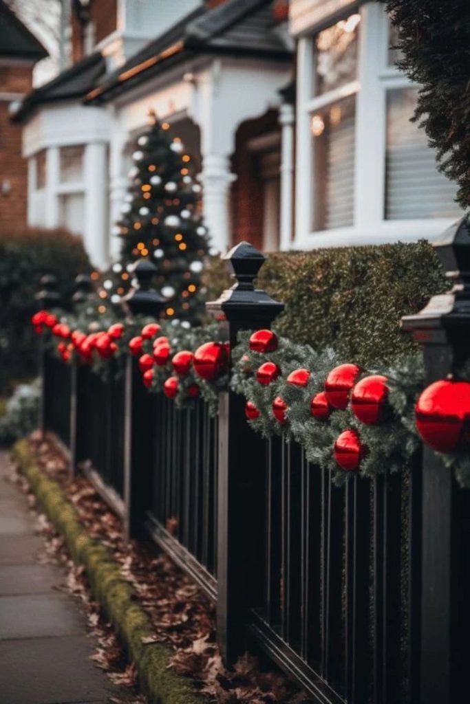 Grand Christmas garland with oversized bows.