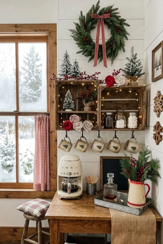 Hygge Nordic Christmas coffee station setup.