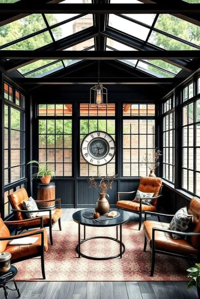 Industrial Chic Orangery with Steel Frames.