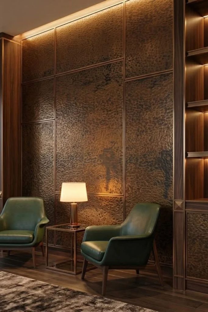 Luxe brass fluted wall panels