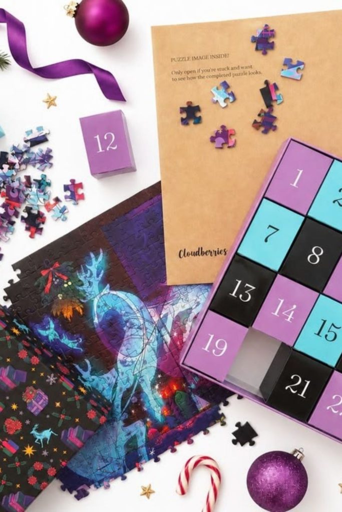 Luxury velvet Christmas advent calendar design.